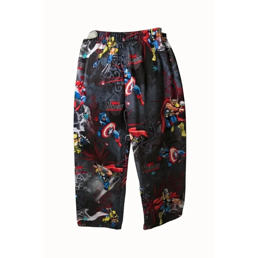 Marvel Heroes Kids Pajama Pants Medium Avengers Print Lounge Sleep Bottoms Boys